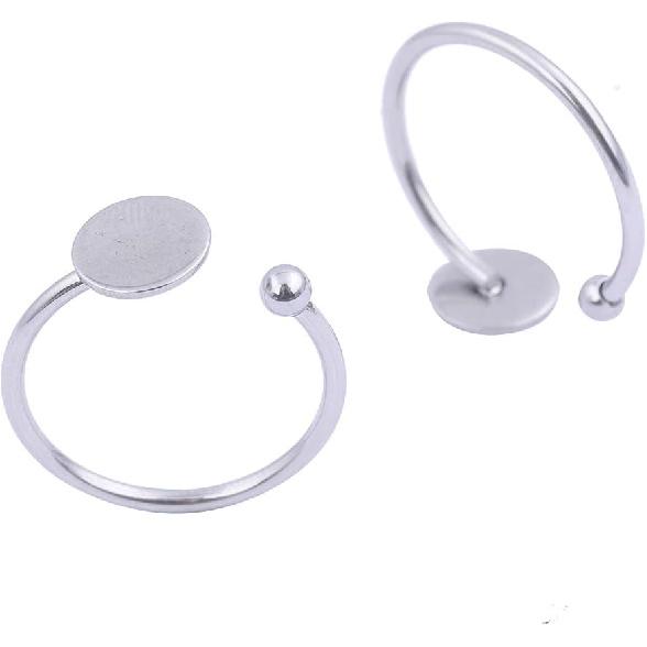 20pcs Stainless Steel Flat 8mm Pad Ring Base Blank DIY Finger Ring Bezels for Jewelry Making Accessories