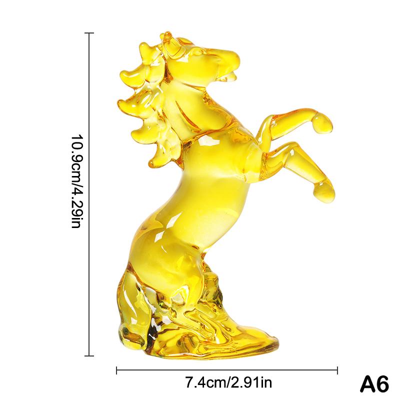 Crystal Horse Figurine 2026 Zodiac Horse Statue Home Desktop Bookshelf Office Ornament Horse Decor Feng Shui Bring Fortune