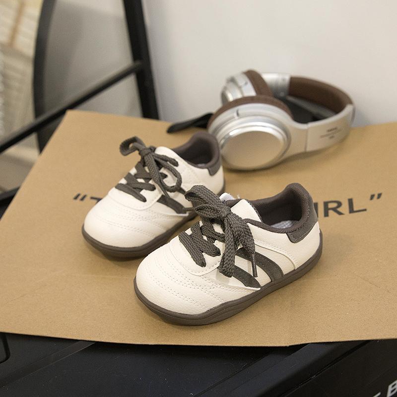 

Kids Casual Shoes Toes Capped Anti-kicked Boys Girls Sports Shoes Striped Trendy 2025 New Fashion Children Running Shoe Non-slip 21 сірий