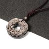 Natural Black Obsidian Pixiu Safety Buckle Pendant Necklace for Men and Women
