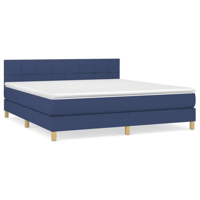3140631 vidaXL Lit à sommier tapissier avec matelas Bleu 160x200 cm Tissu