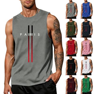 Débardeur Tendance Lâche et Décontracté pour Homme avec Imprimé Lettres, Haut Sportif Respirant sans Manches pour Homme