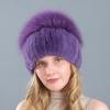 New Style Women Real Genuine Fox Fur Beanies Hat Girls Natural Real Rex Rabbit Fur Skullies Cap Knit Winter Real Fur Hats