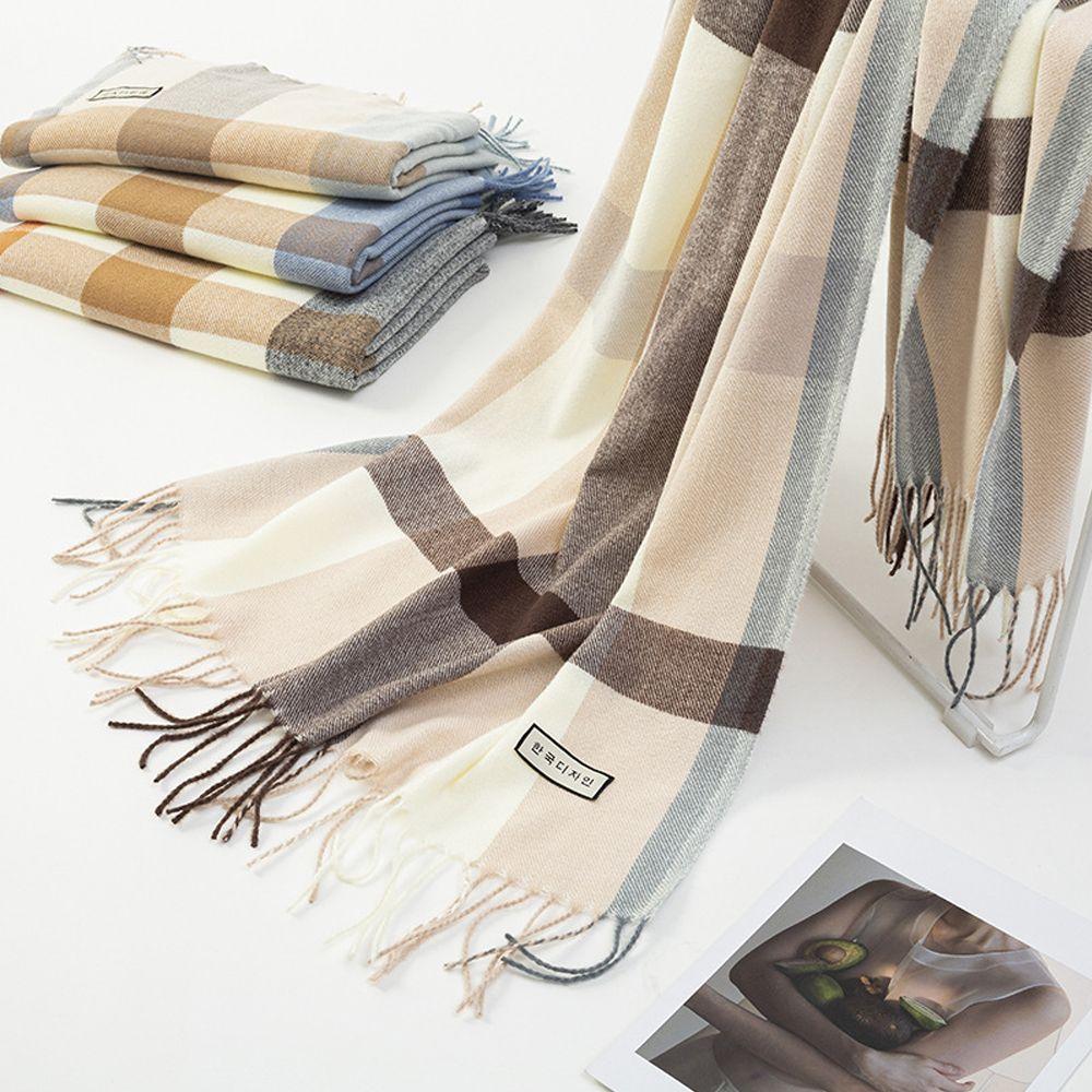 

Warm Soft Windproof Plaid Tassel Cold-proof Muffler Women Scarf Wrap Neckerchief