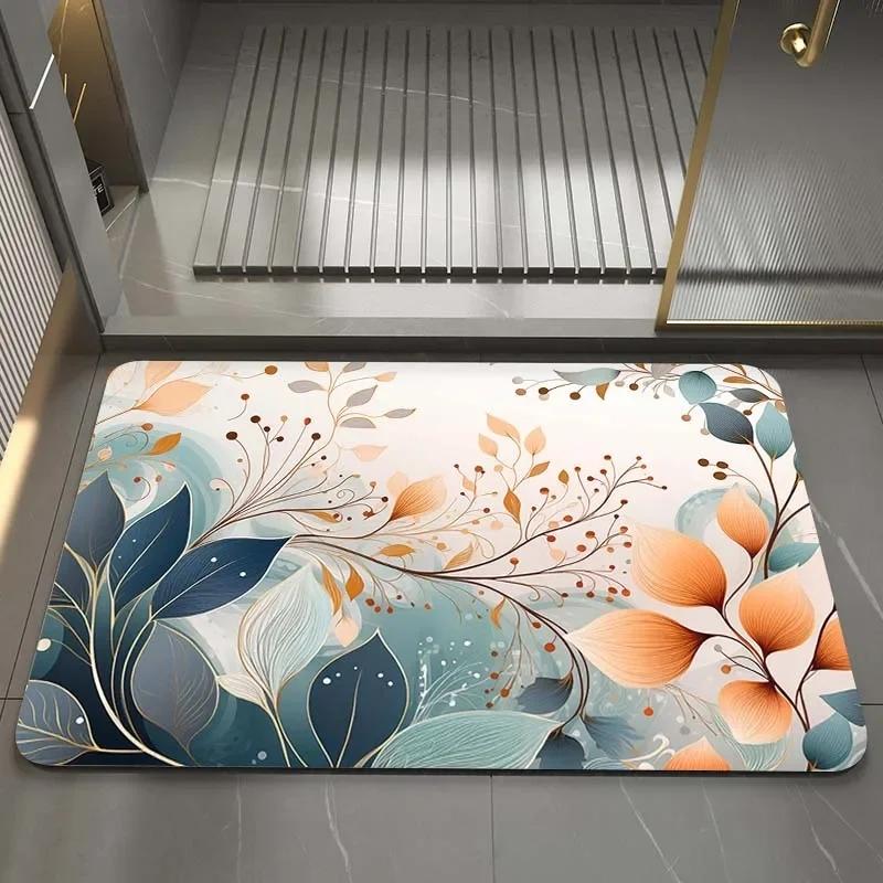 Cute Cat Fast Drying Bathroom Mat Washable Floor Bathroom Door Mat Anti-Slip Soft Shower Room Carpet Rug Living Room Doormat