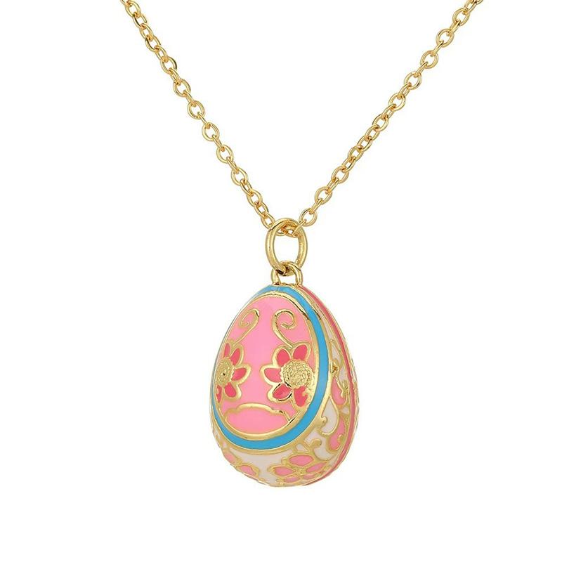 

1Pc Clavicle Chain Exquisite Pattern Gift Easter Egg Niche Pendant Necklace Water Droplet Pendant