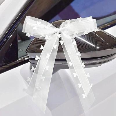 30 Stücke Weiß Spitze Seide Hochzeit Band Für Auto Stuhl Dekoration Bowknot Geschenk Box Wrap DIY Handwerk