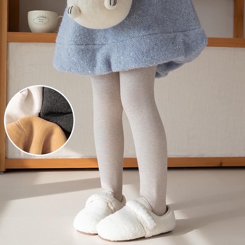 Girls' Super Thick Cotton Striped Leggings - Warm, Extra Thick Tights for Autumn & Winter