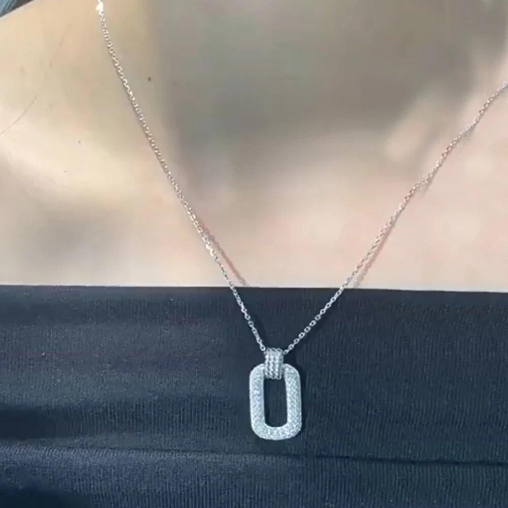 D Color  Real 1mm 1.3mm Full Moissanite Pendant Necklace For Women Man S925 Silver Plate 18K White Gold Fine Jewelry