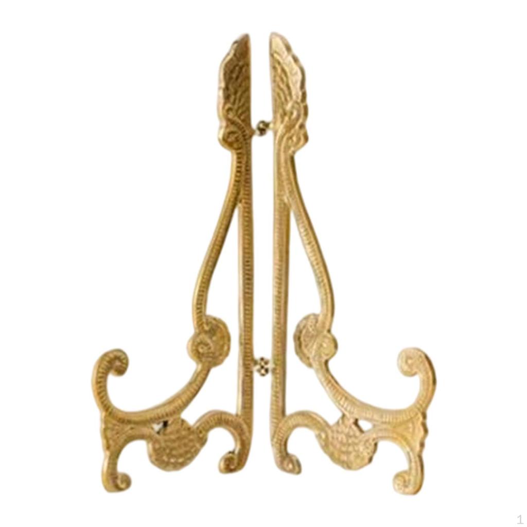 Plate Stand Display Brass Easel Artwork Storage Tabletop Art Holder Photo Picture Frame for