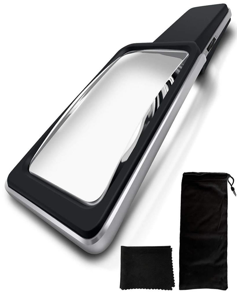MAGDEPO 4x Magnification LED Handheld Magnifying Glass with Dimmer and Wide Reading Ideal for and Those with Poor Vision Due To Macular Manual