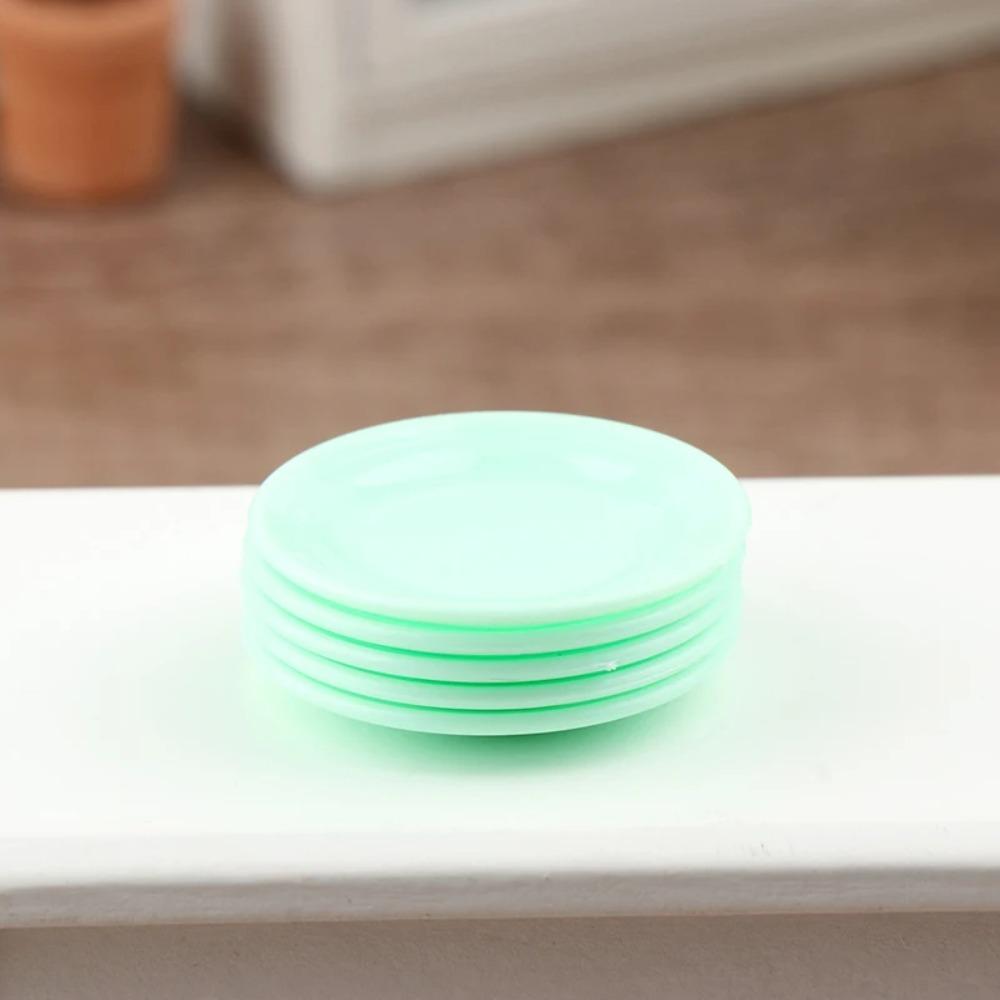 5Pcs Kitchen Toy Simulation Dining Plate Miniature Colorful Dinner Plates  Pretend Play Toys