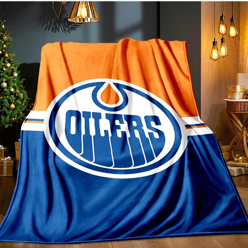 Energetic Oilers Team Spirit Blanket Flannel Throw for Sofa, Indoor, Camping, Living Room, Office, Chair, And Bed Soft Birthday Gift