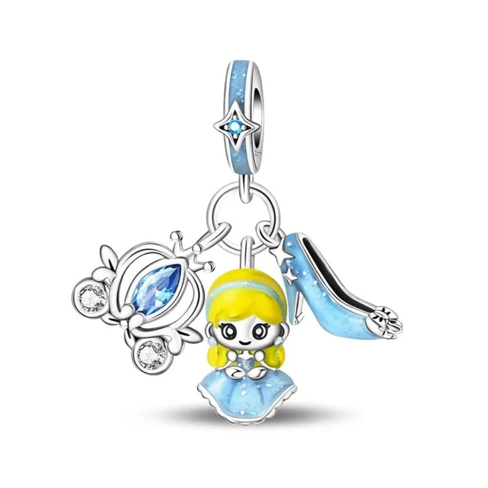 925 Silver Unicorn Pendant Noctilucent Charm Bead DIY Princess Bracelet Colorful Jewelry Gift for Women