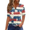 Women's T Shirt Tee Independence Day Print Button Short Sleeve Daily Weekend Fashion Basic V-Neck Regular Top