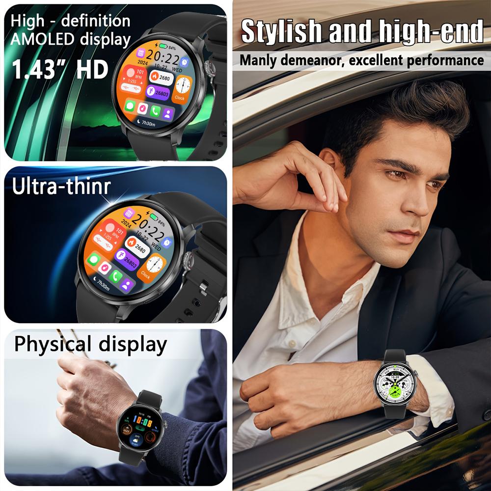 NEW 8MM Ultra-thin body Fashion SmartWatch 1.43"AMOLED HD Screen Women's Health Heart Rate Bluetooth Call Woman Smart Watch
