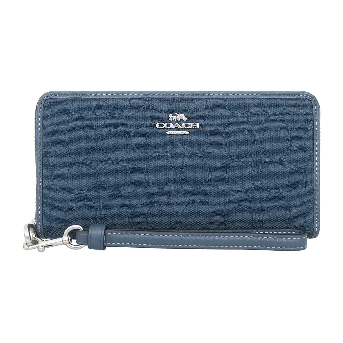 

Кошелек FCU150 CU150 Denim x Dark Denim Фирменный жаккардовый кожаный длинный кошелек на молнии для женщин [Coach] (Длинный кошелек) (С ремешком) [Товар для розетки]