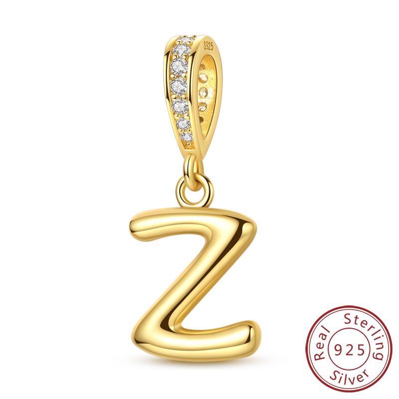 Dekorative Charms Perlenelemente Echtes Kupfer A-Z Alphabet 26 Buchstaben Charm Dekorationen Anhängerstück Geeignet Für Authentischen Armreif Armband