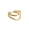 Pure S925 Stylish Silver Gold Color Curved Layered Finger Ring Women For