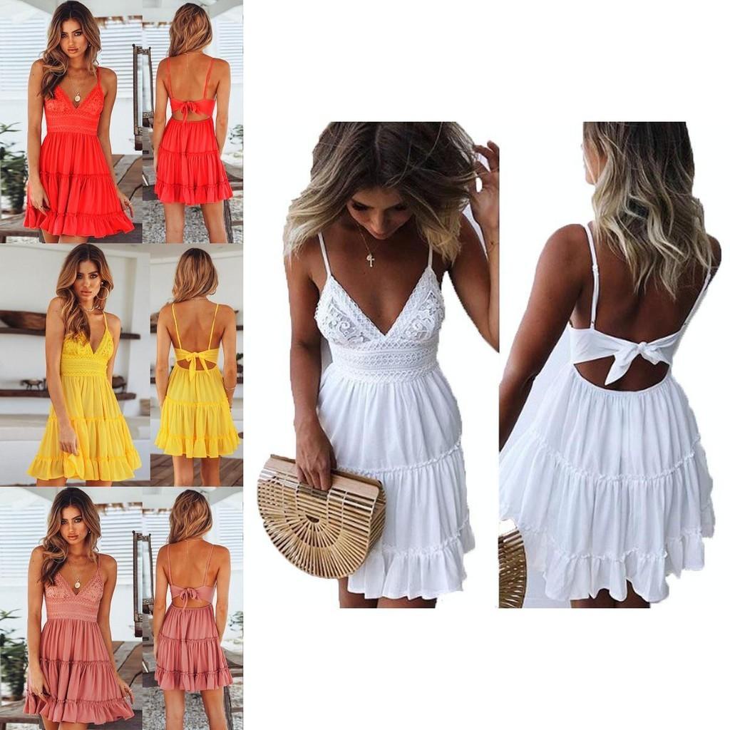 Elegante Mini Abito Estivo Boho da Donna per Cocktail Serali e Feste in Spiaggia