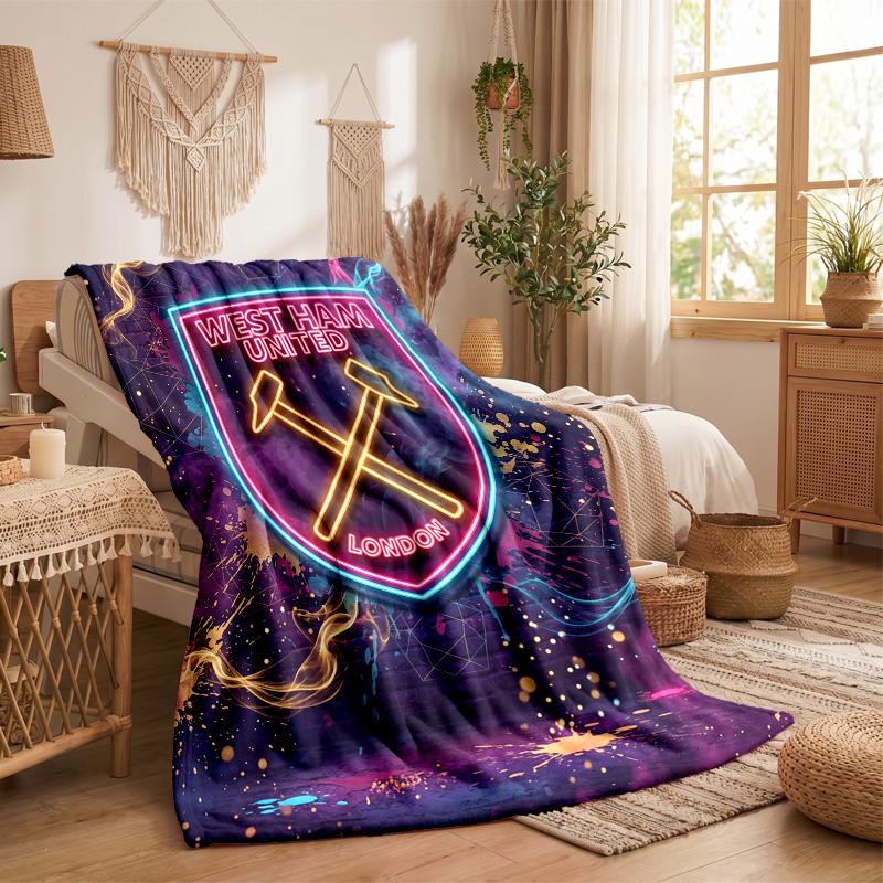 West Ham United Football Print Flannel Blanket Soft Warm Sofa Bed Throw Blanket For Home Office Bedroom