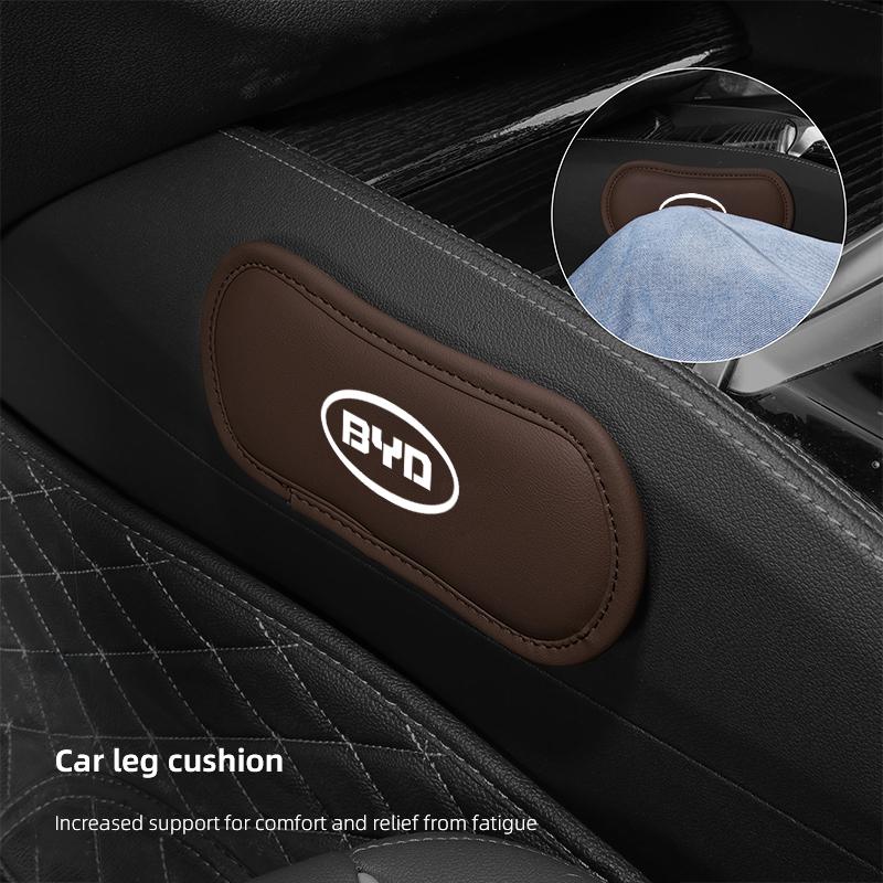 Leather Car Pillow Car Knee Pad Elastic Memory Foam Leg Pad For BYD Tang F3 E6 Atto3 Yuan Plus Song Max F0 G3 I3 Ea1 Dmi 2din S7