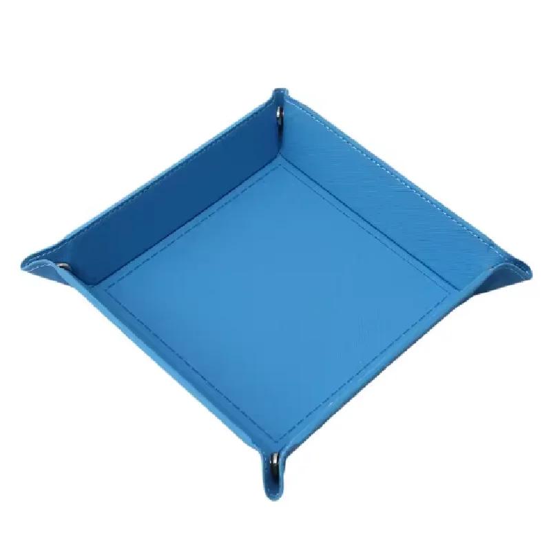 Rolling Folding Hexagon Dice Game Storage Tray Holder Double Sided Thick PU Leather&Velvet Dice Mat Office Supplies