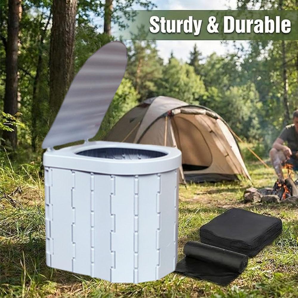 Car Toilet Seat Outdoor Travel Emergency Portable with Cover Car Commode, Foldable PVC Durable Trash Can, Load-Bearing 150kg