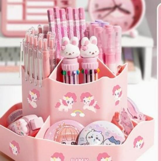 Nine-Grid Rotating Pen Holder, Upgraded Large Capacity, High-End Desktop Organizer, Multifunctional Luxury Storage Box