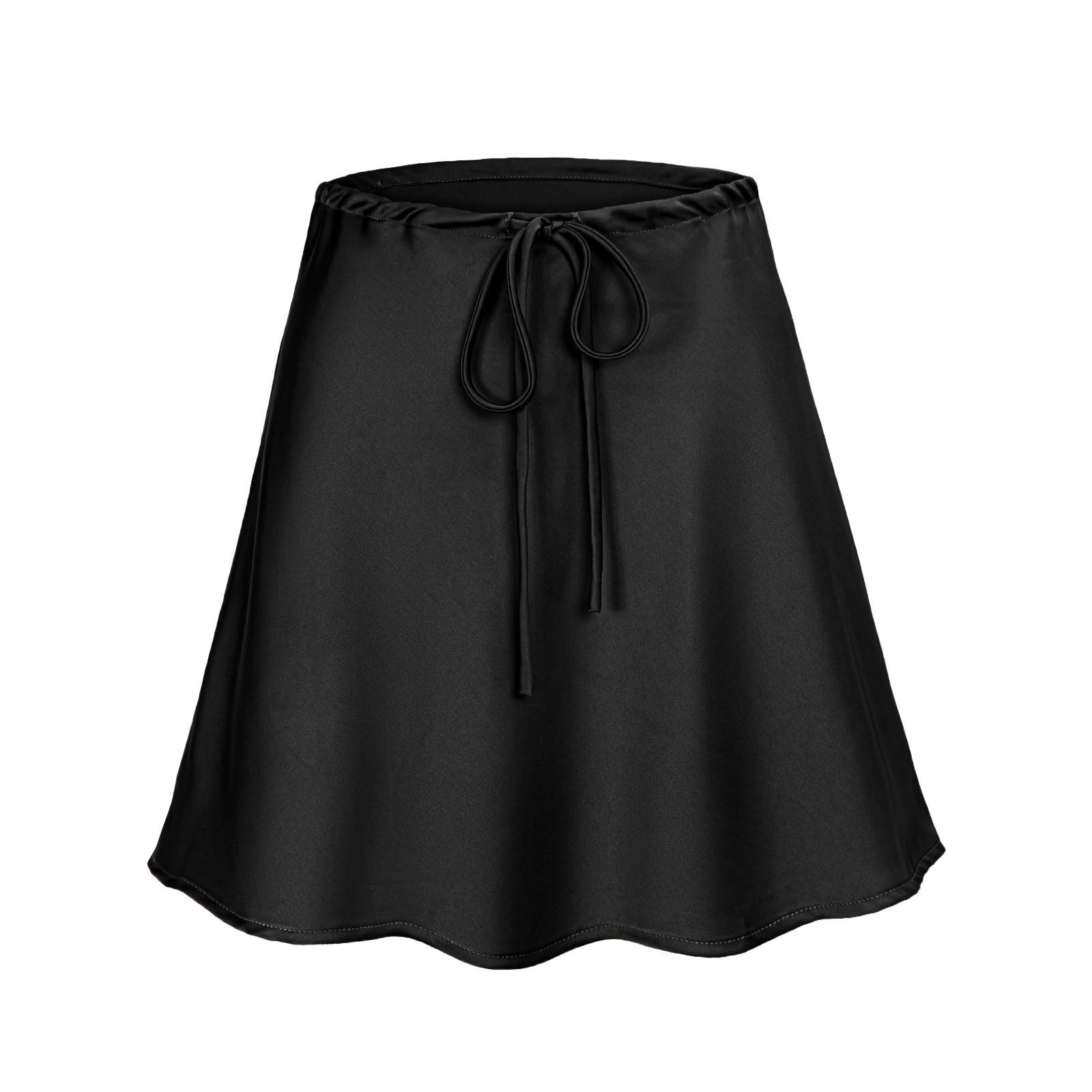 

Женская модная короткая юбка с высокой талией, застежкой-молнией и завязками на бедрах XL чёрный