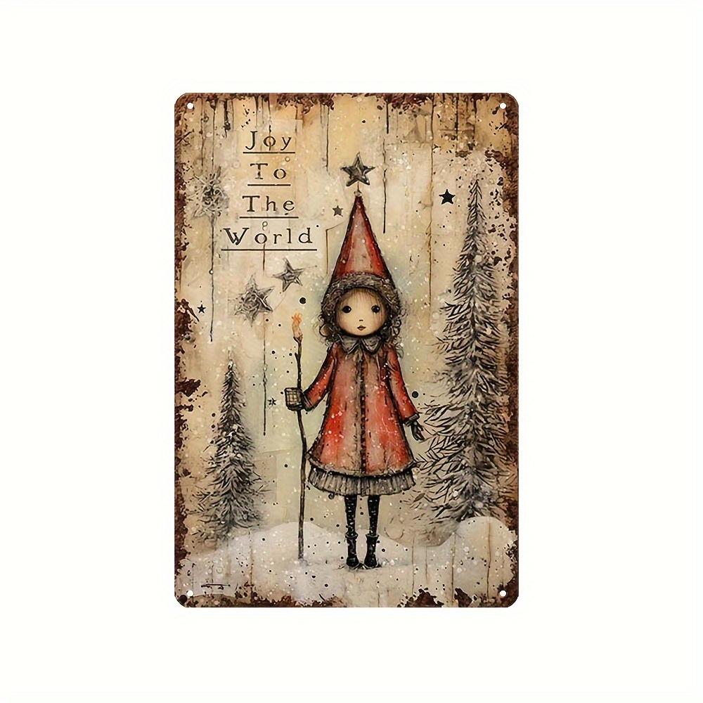 

Винтажный алюминиевый знак «Радость миру»: Рождественское украшение в деревенском стиле для девочки для дома, кухни, офиса или сада (12 x 8 ) чёрный