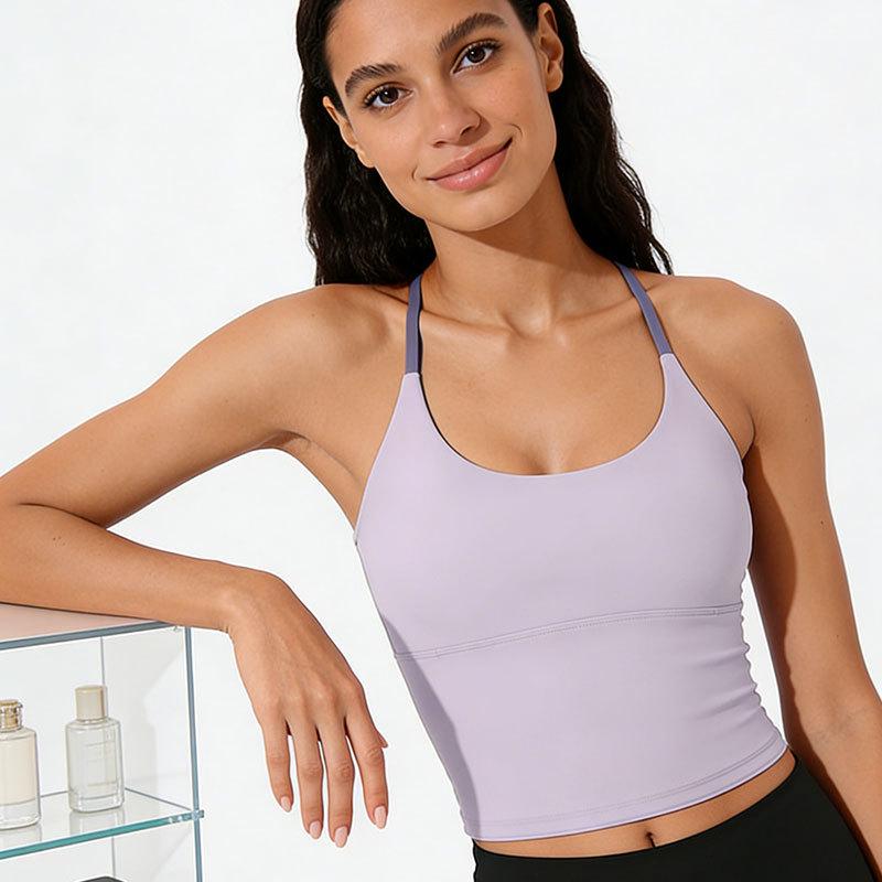 Women's Quick-Dry Yoga Vest with Fixed Bra Pads – Breathable, Bare Feel, Ideal for Fitness, Running, Sports, 2026 Style