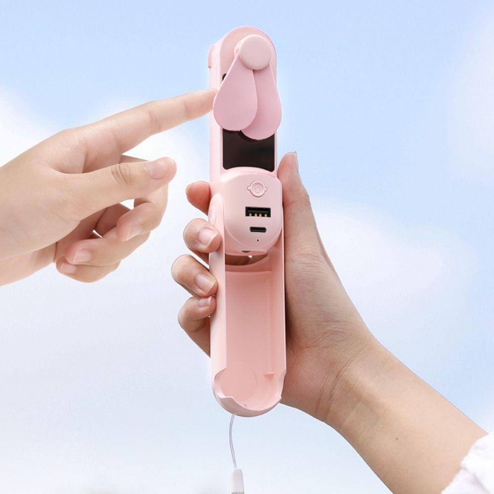 

Portable Small Fan USB Charging Turbo Handheld Fan Air Cooler Folding Fan Household зелений