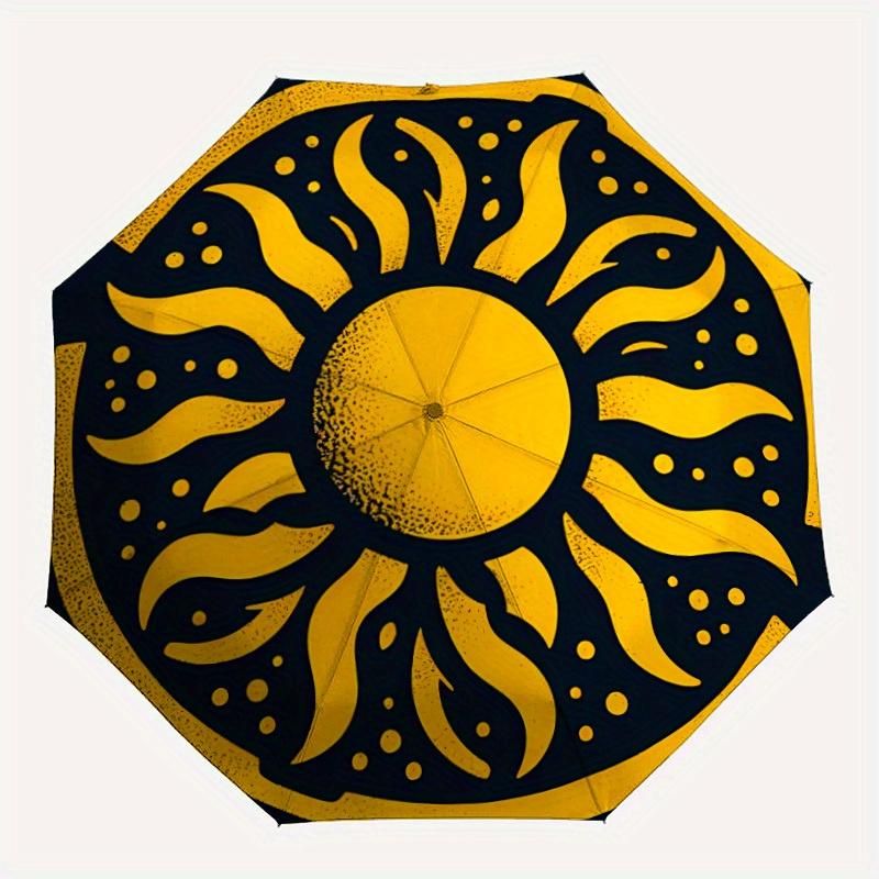 1pc Sunflower Pattern Automatic Umbrella - 8-Rib Foldable Design, Outdoor Adventures, and Family Celebrations yy250829002