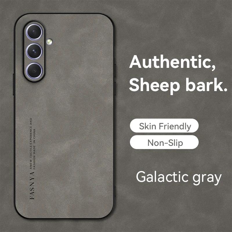 

Sheepskin Leather Full-cover Phone Case For Samsung Galaxy M56 M06 M16 M35 M15 M05 C55 F55 5G Magnetic Car Holder Cover Galaxy M15