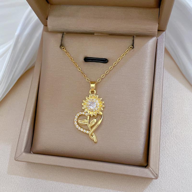 White Synthetic Zircon Flower Jewelry Sets Earrings Necklace for Women