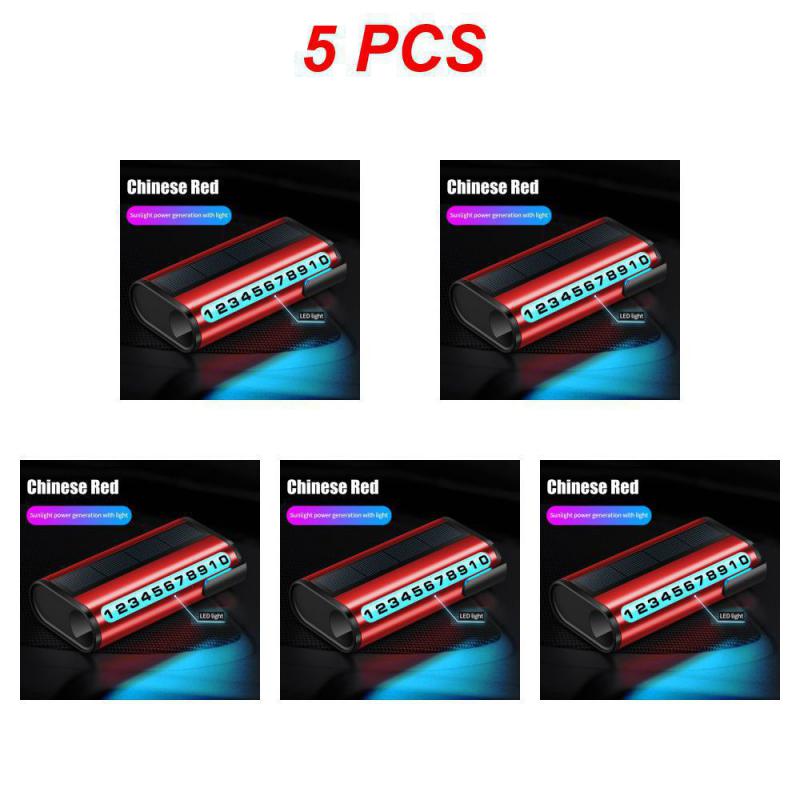 1~10 SZT Samochodowa Tablica z Numerem Parkowania Luminous Auto Karta Parkingowa Ładowanie Solarne Tymczasowy Postój Karta z Numerem Telefonu Do Dekoracji Samochodu