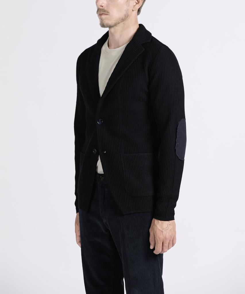 Panicale Navy Denim Patch Wool Knit Jacket