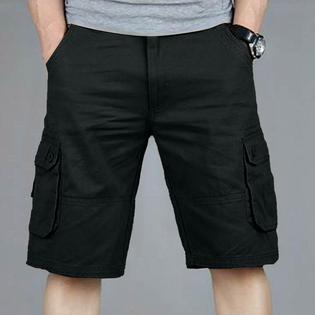 Men's OutdoorLoose Casual Pants Multi-Pocket Solid Color Cargo Shorts