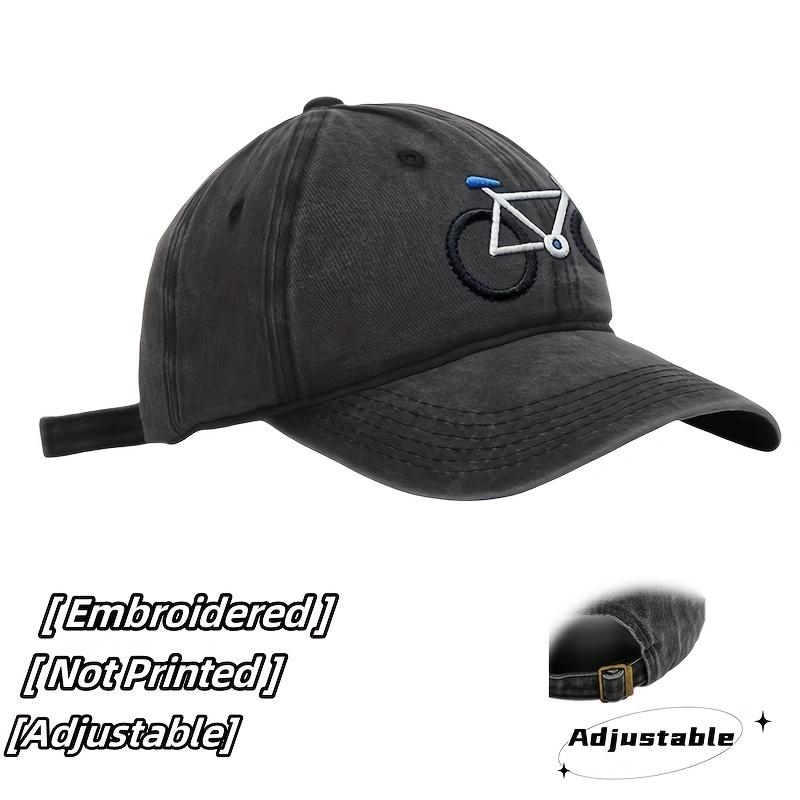 1pc Bicycle Pattern Embroidered Lightweight Baseball Cap,Unisex Breathable Lightweight Adjustable Dad Hat for Cycling Enthusiast