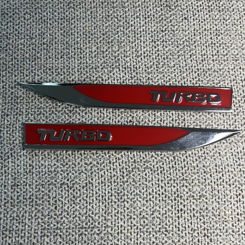 2pcs Metal Badges TURBO Turbocharger Fender Car Emblem Durable Vehicle Modification Additions Enhance Aesthetics Compatible with