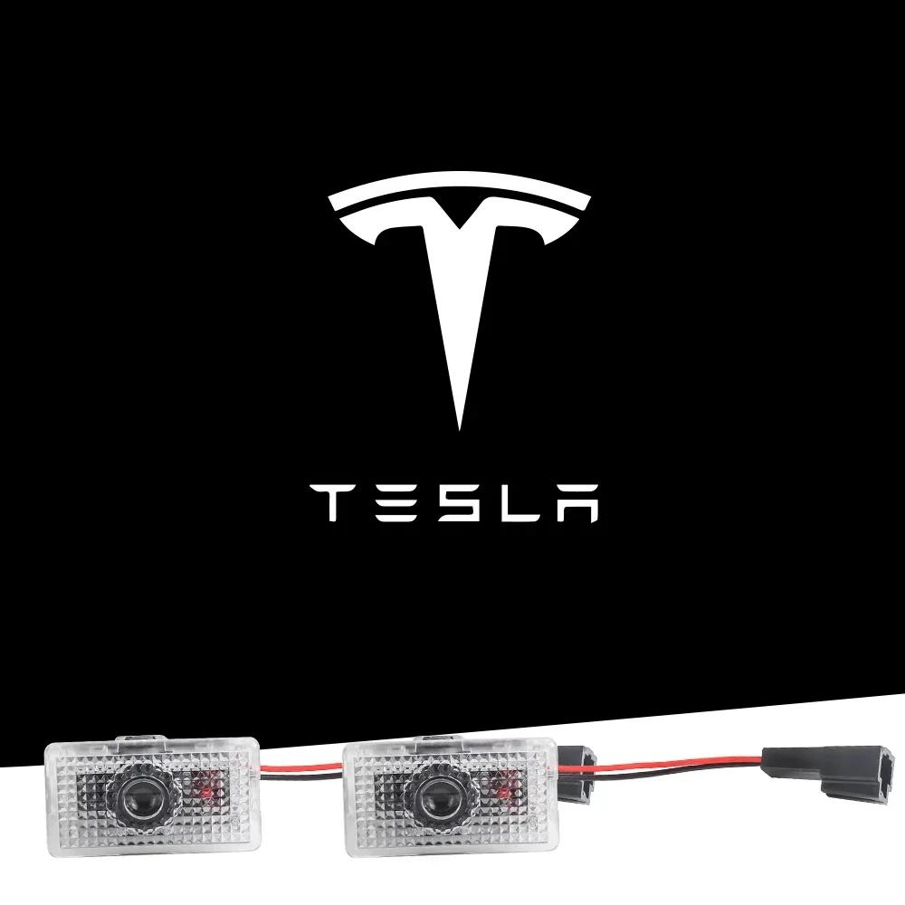 

Car Sticker 2025 Hot For Tesla Model Y 3 S X Car Door LED Logo Projector puddle lights HD Welcome Light 3D Laser Ghost Shadow Li
