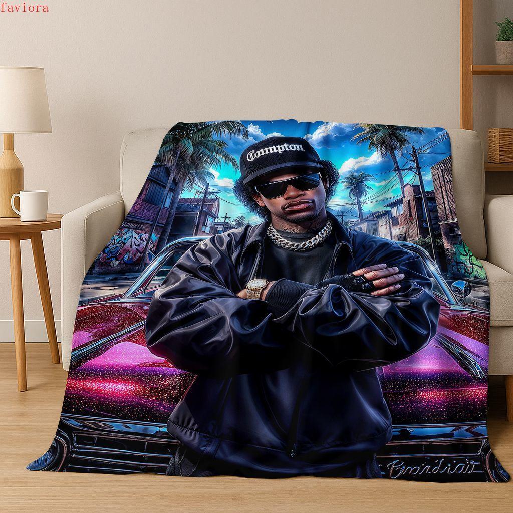 Manta de Franela con 26 Estilos de Artistas de Rap Dibujos Animados Tupac Snoop Dogg Hip Hop, Manta Acogedora Suave para Hogar Dormitorio Cama Cubierta de Sofá