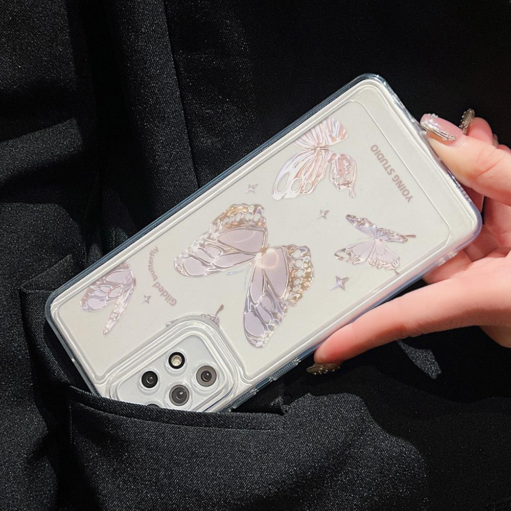 Klarer Fall für Samsung S24 Ultra A54 5G A53 A52 S23 Plus S22 S21 S20 FE A35 A55 A34 A33 A32 A14 A13 Silikon-Schmetterlingsabdeckungen