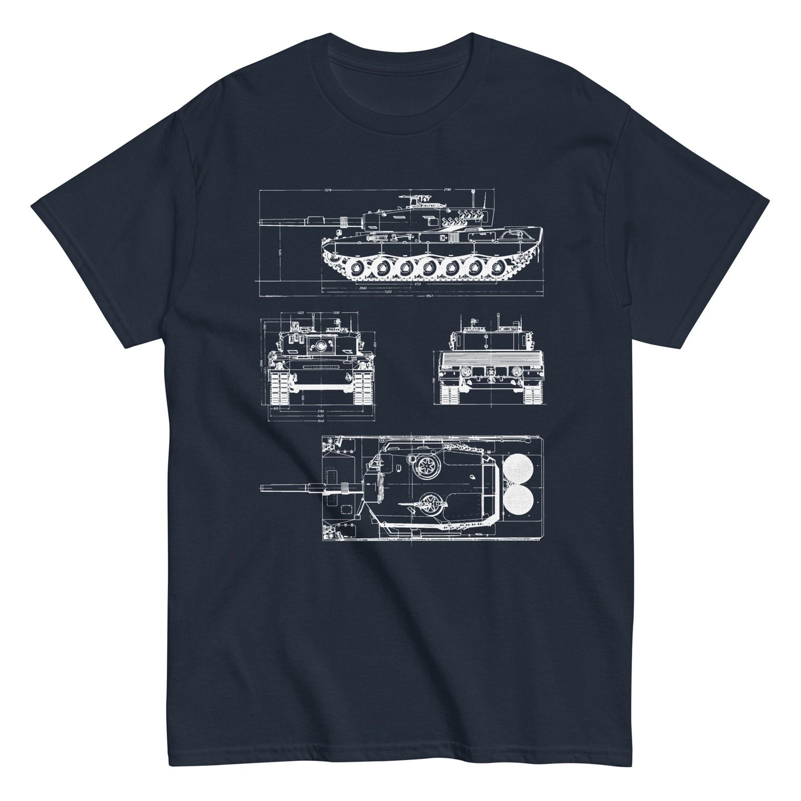 Leopard 2 Tank Blueprint T-Shirt Military Technical Drawing Shirt XL