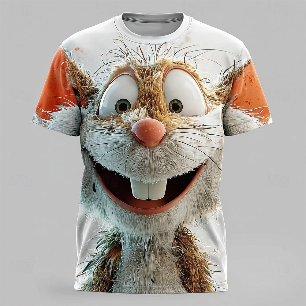 Men's Animal 3D Character T Shirt Short Sleeve T shirt 3D Print O-Neck Shirt Exaggerated Designer Party Street Casual Tee Tops