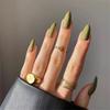 24 Pcs Medium Long Solid Almond Press On Nails Full Coverage Removable Fake Nails Art Wearable False Nail Set