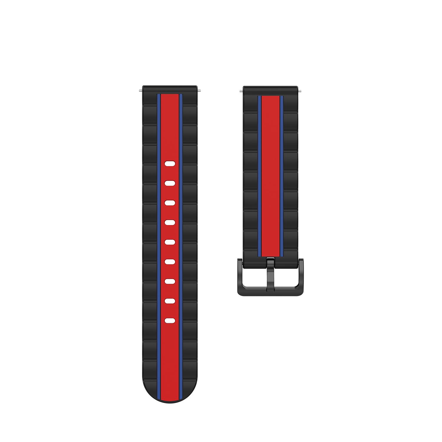 

22mm Wave Square Skin Silicone Watch Band for POLAR Grit X/Vantage M Black/Red/Blue