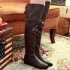 Winter New Fashion Women Over The Knee Boots Belt Buckle Leather Sexy Ladies Shoes Round Toe Ladies Long Boots Plus Size 34-48