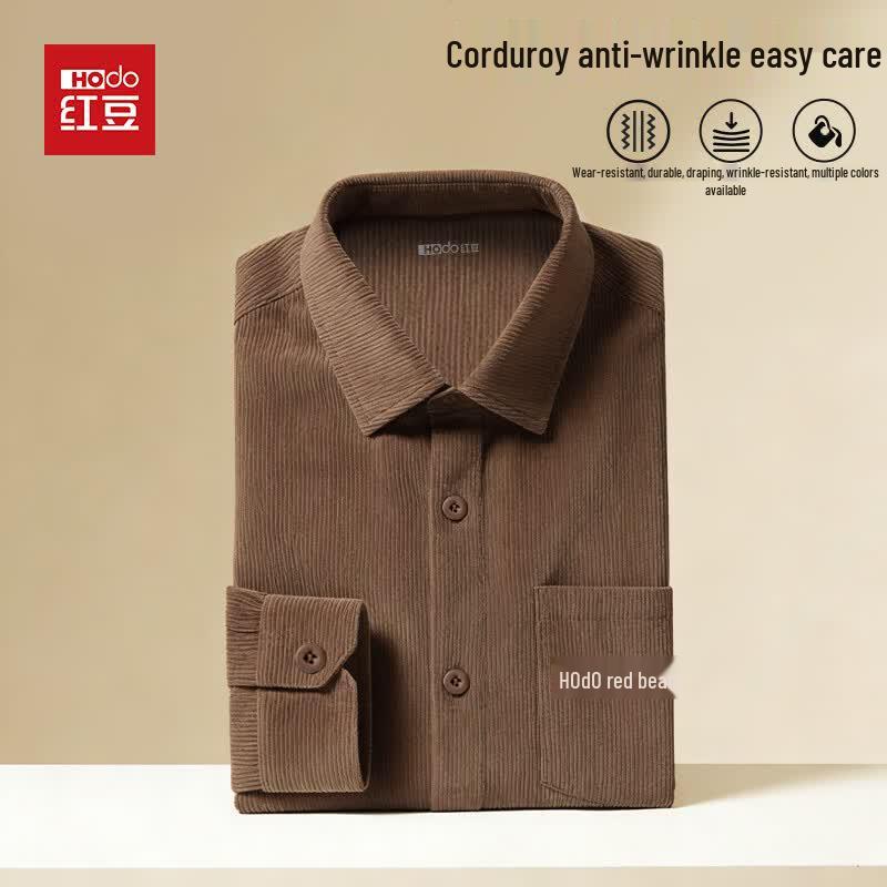 Hodo Men s Corduroy Anti-Wrinkle Long-Sleeve Casual Shirt XL